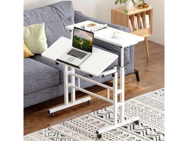 sogesfurniture Mobile Stand Up Desk, Adjustable Laptop Desk with Wheels Home Office Workstation, Rolling Table Laptop Cart for Standing or Sitting,...