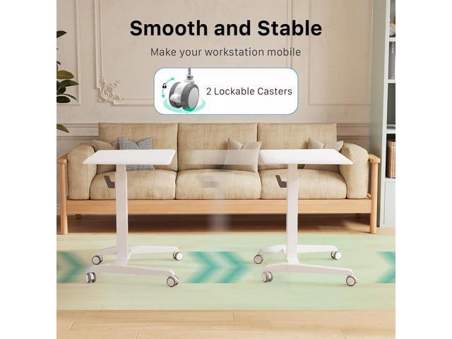 Gibbon Mounts Mobile Standing Desk, Height Adjustable Rolling Laptop Desk, 27 inches Portable Sit Stand Desk with Wheels and Hook, Pneumatic...