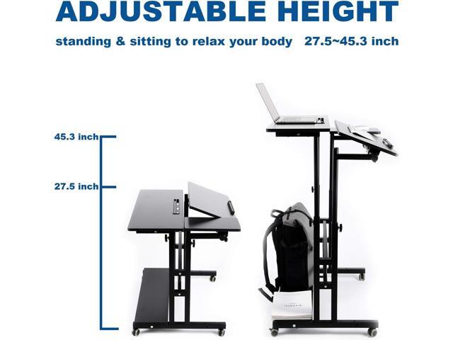 Zytty Portable Standing Desk, Small Standing Desk with Wheels Standing Laptop Desk Mobile Standing Desk for Home Office Adjustable Standing Desk,...