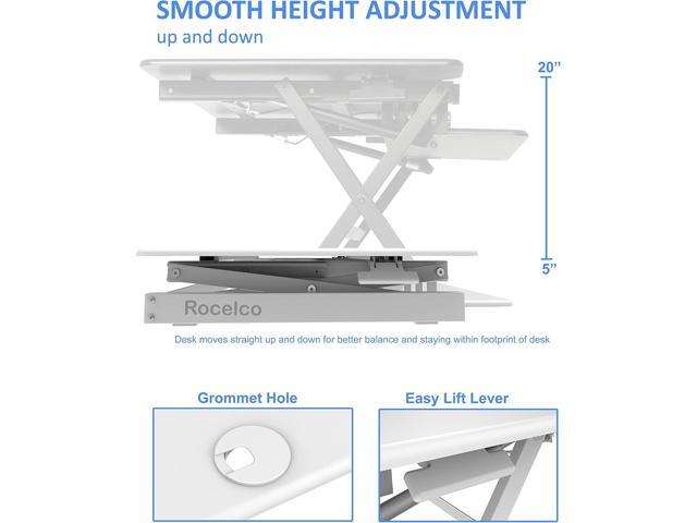 Rocelco 40' Large Height Adjustable Standing Desk Converter with Dual Monitor Mount BUNDLE - Quick Sit Stand Up Computer Workstation Riser -...