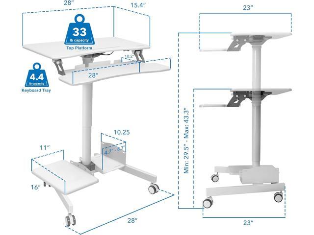 Mount-It! Mobile Computer Cart, Rolling Desktop Workstation with Height Adjustment, Storage Area for CPU and Printer