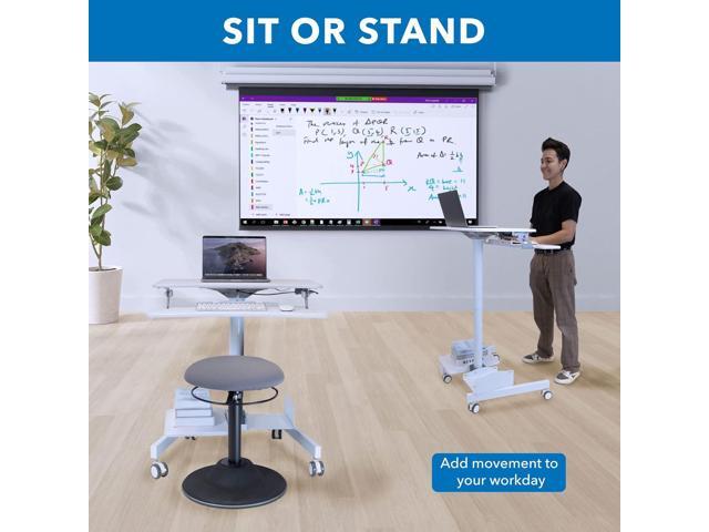 Mount-It! Mobile Computer Cart, Rolling Desktop Workstation with Height Adjustment, Storage Area for CPU and Printer