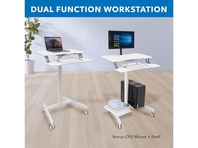 Mount-It! Mobile Computer Cart, Rolling Desktop Workstation with Height Adjustment, Storage Area for CPU and Printer