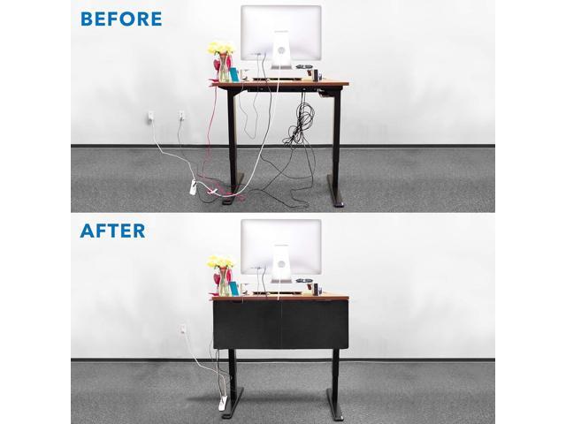 MOUNT-IT! Under Desk Privacy Panel for Sit Stand Workstations [41 Inches Wide], with Cable Management and Organizer Pockets, Modesty Desk Skirt for...