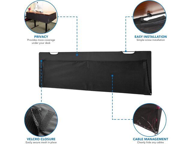 MOUNT-IT! Under Desk Privacy Panel for Sit Stand Workstations [41 Inches Wide], with Cable Management and Organizer Pockets, Modesty Desk Skirt for...