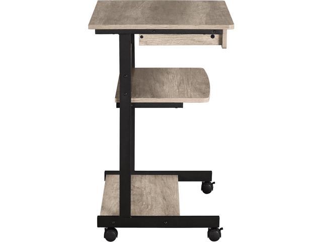 Yaheetech Rolling Computer Desk with Drawer & Keyboard Tray, Mobile Laptop Desk Cart Standing Computer Workstation for Home Office, Gray