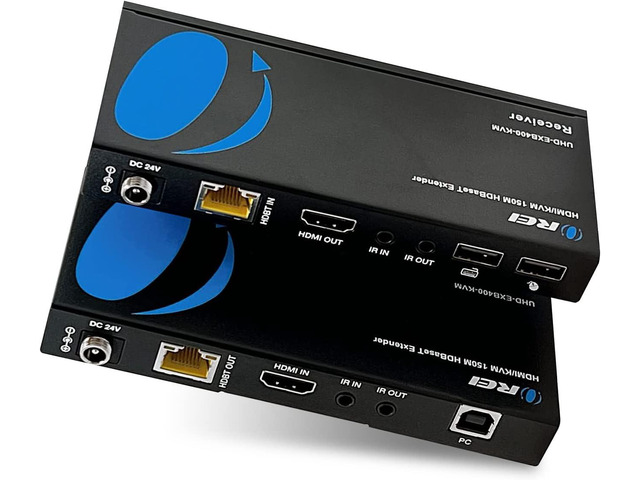 OREI 4K KVM Extender Over LAN HDBaseT PoC Single CAT5e/CAT6A/CAT7 Cable 4K @ 60Hz - Up to 400 Ft 4:4:4 - Remote Keyboard Mouse USB Control -...