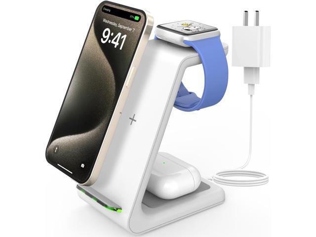 3 in 1 Wireless Charging Station for Apple, Wireless Charger Stand for iPhone 15/14/13/12/11/SE/X/8 Pro Max Plus Mini, Charging Dock for Apple...