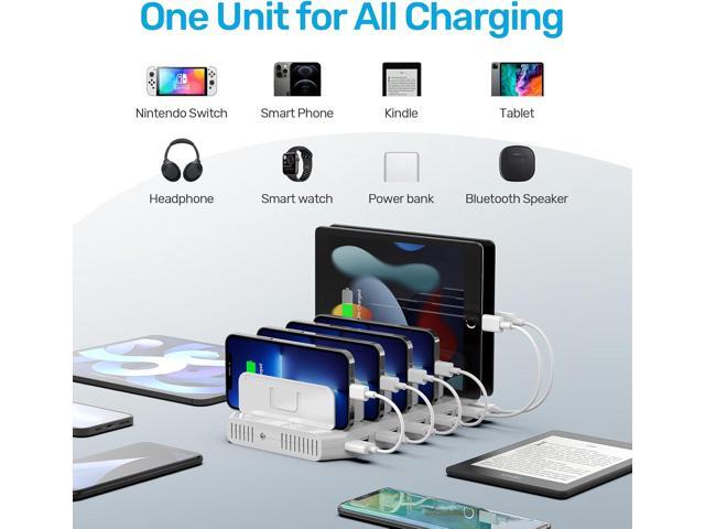 Unitek Multi Charging Station, 10-Port USB Charger for Multiple Device with SmartIC Tech and Adjustable Dividers, Organizer Stand Compatible with...