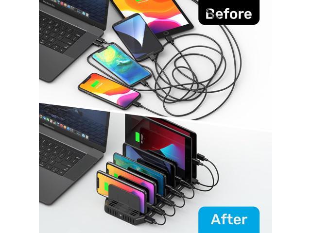 Unitek USB Charging Station, 10 USB Fast Ports Charge Docking Station and Adjustable Dividers, Multi Device Charger Organizer Compatible with iPad,...