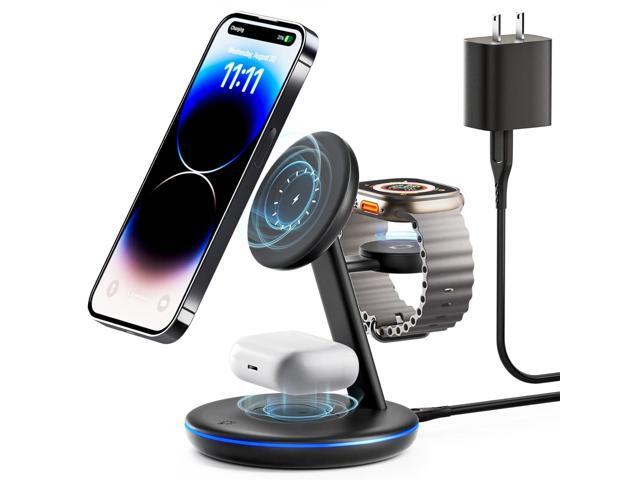 3 in 1 Charging Station for Apple Devices, Mag - Safe Charger Stand,15W Fast Magnetic Charger Wireless Compatible for iPhone 15 14 13 12...