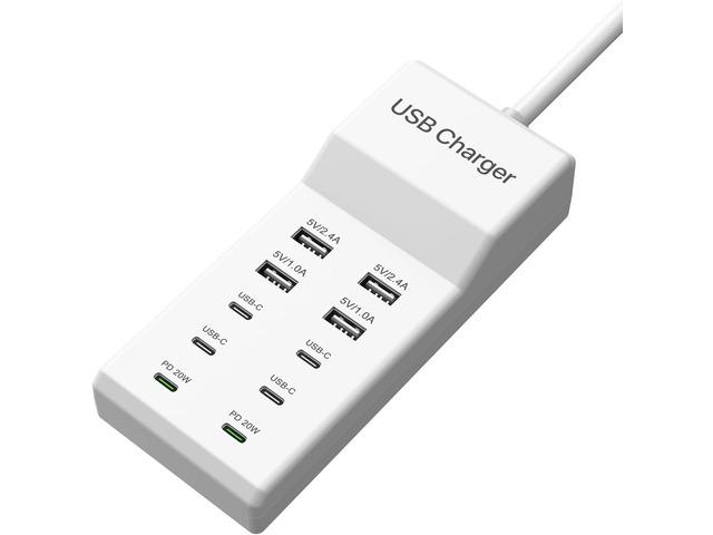 sccvee USB C Charging Station,10 Ports USB C Charger Dock Desktop 100W Multi Port with PD Fast Charger, Compatible with iPhone 14/13/12/11/Samsung...