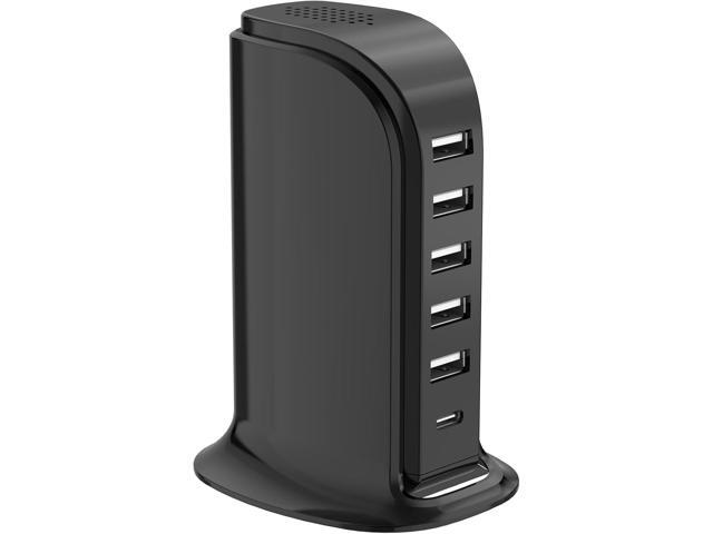 USB Charger Block with Type C, 6-Port Chargers for Multiple Devices, USB Charging Hub with Smart IC, Charger Station Total 60W for...