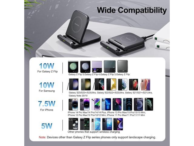 Wireless Charger for Z Flip, Foldable Fast Wireless Charging Stand for Galaxy Z Flip 5/Z Flip 4/Z Flip 3, Charging Station for Galaxy Z Flip...