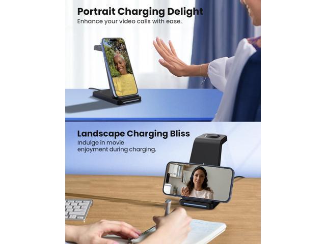 3 in 1 Wireless Charging Station, Wireless Charger Stand for Multiple Apple Devices, Wireless Charger for iPhone 15 14 13 12 11 Pro Max XS XR 8,...