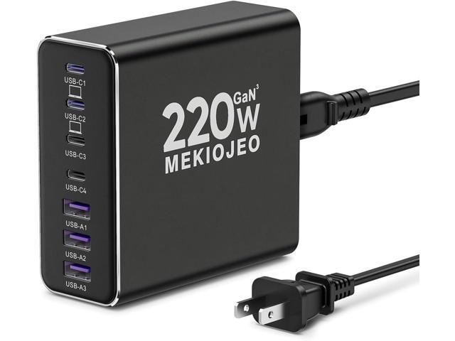 Aluminum Alloy USB C Charger GaN Charger Fast USB C Charging Station 7 Ports 65W Laptop Charger for MacBook Pro/Air/iPad Pro/iPhone (Black)