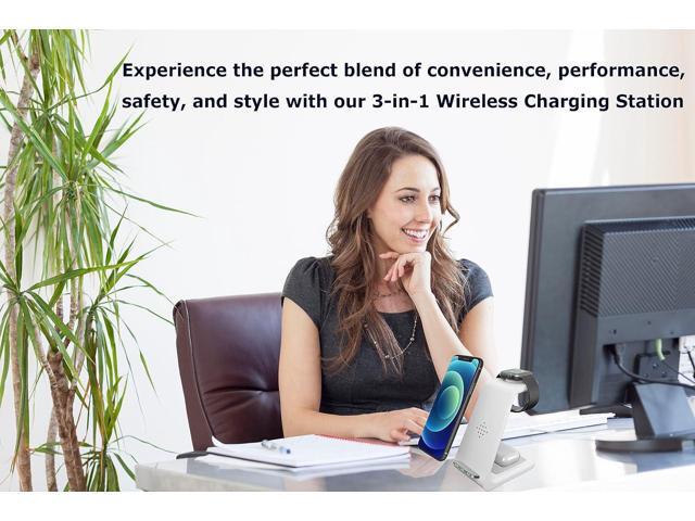 Wireless Charger iPhone,3 in 1 Fast Wireless Charging Station Stand Dock Pad Adults Gift for Apple Watch Ultra/8/7/6/SE/5/4/3/2,Airpods Pro,iPhone...