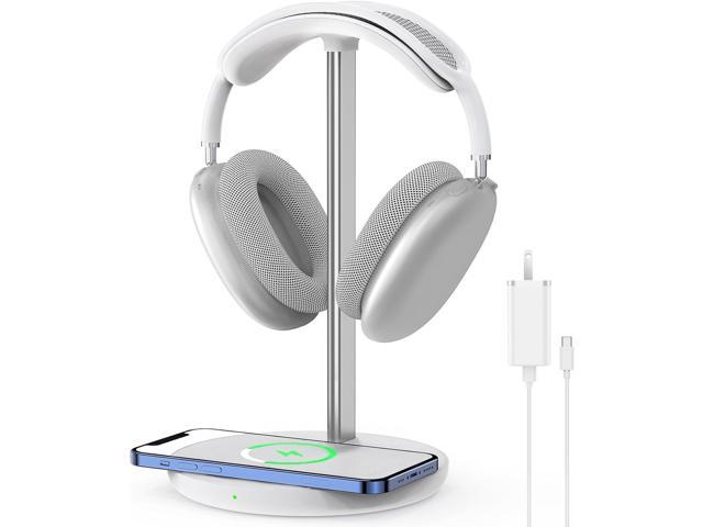 Headphone Stand with Wireless Charger, Gaming Headset Holder Hanger Rack 2 in 1 Wireless Charging Station Dock for iPhone 15/14/13/12/11 Series,...