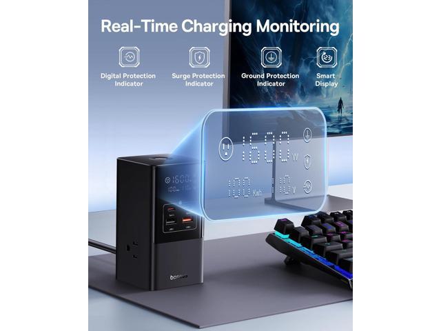 Baseus 7-in-1 USB C Charging Station, 100W PowerCombo Fast Charging Power Strip with 3AC+2U+2C USB, Portable Charger for Desktop Accessories,...