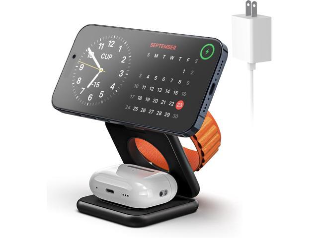 Foldable Magnetic Charger, Aluminum Alloy 3 in 1 Charging Station for Apple, Fast Wireless Charger for iPhone 15 14 13 12 Pro/Max/Plus, AirPods...