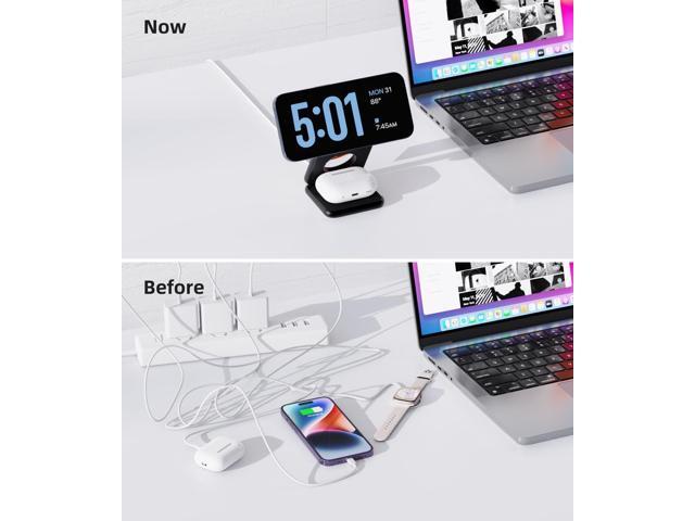 Foldable Magnetic Charger, Aluminum Alloy 3 in 1 Charging Station for Apple, Fast Wireless Charger for iPhone 15 14 13 12 Pro/Max/Plus, AirPods...
