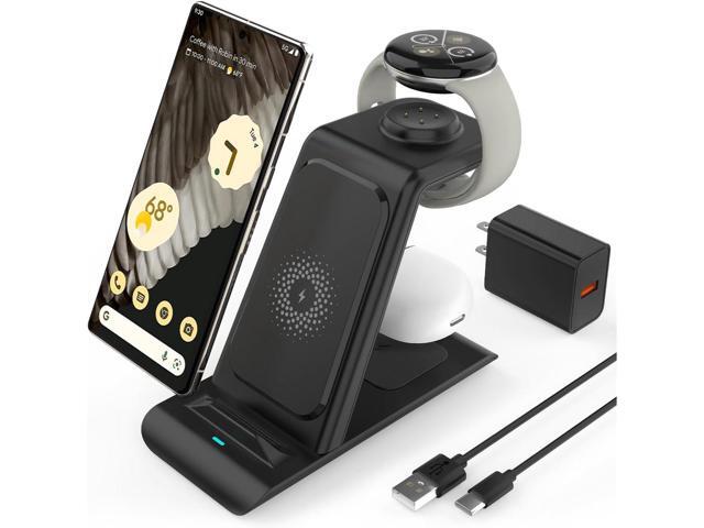 HATALKIN Upgraded Pixel Watch 2 Charger,3 in 1 Pixel Charging Station for Google Pixel 8/7/6 (pro)/7a/5/4,Pixel Buds Pro,Wireless Charger Stand for...