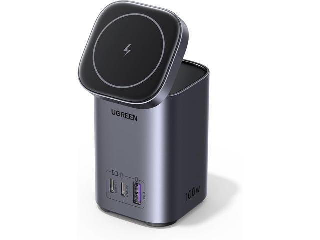 UGREEN 100W Charging Station 4-Port, Qi2 Certified 15W Foldable Charger, MagSafe Wireless Charger Stand for iPhone 16/15/14/13/12, AirPods Pro,...