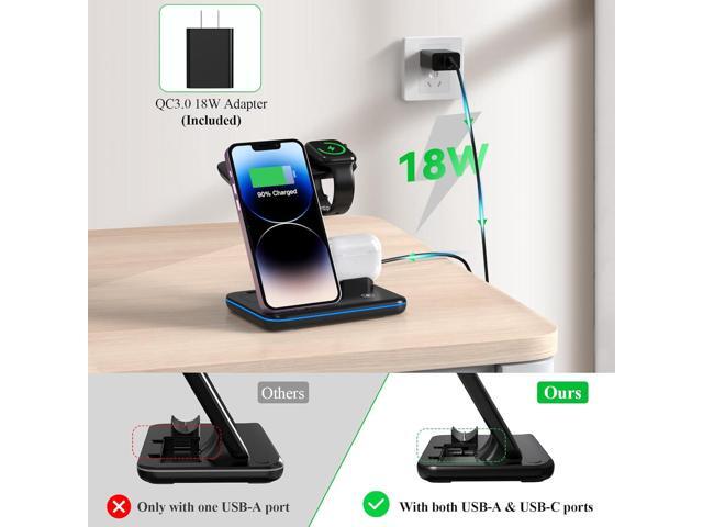 Minthouz Phone Wireless Charger, 18W Fast Charging Station for iWatch (Watch Charger is NOT included), AirPods, Wireless Charger Stand Compatible...