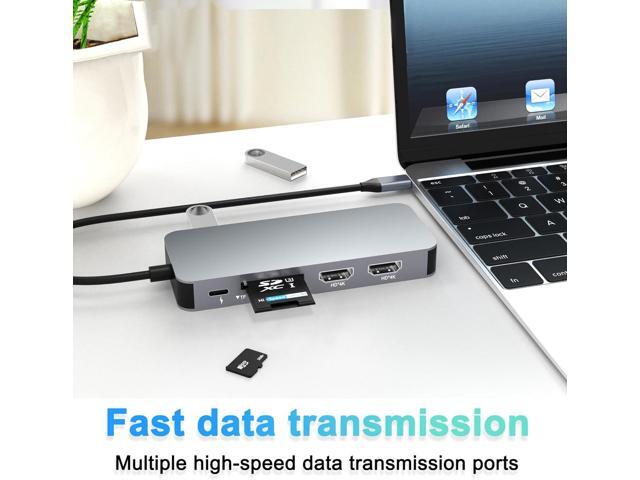 Docking Station Dual Monitor, USB C to Dual HDMI Adapter, USB C Docking Station Dual Monitor, Dual Monitor Adapter, USB C Hub 10 in 1 Docking...