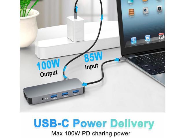Docking Station Dual Monitor, USB C to Dual HDMI Adapter, USB C Docking Station Dual Monitor, Dual Monitor Adapter, USB C Hub 10 in 1 Docking...