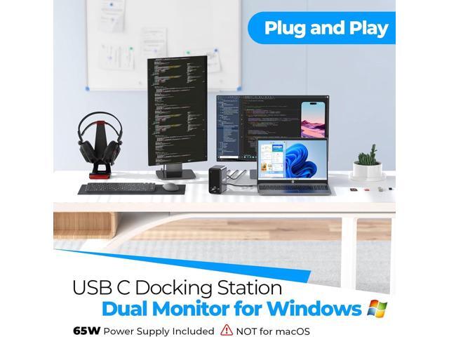 USB C Docking Station Dual Monitor, Dual HDMI USB C Dock, Laptop Docking Station with 2 HDMI Ports, VGA, 65W Power Adapter,6 USB, Ethernet, SD/TF,...