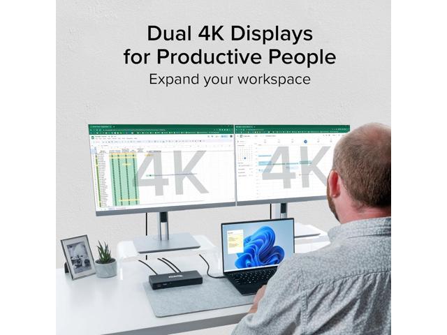 Plugable USB C Docking Station Dual Monitor 2 HDMI Ports, Power Delivery Dock, Dual 4K Monitor for Windows, ChromeOS, 1x USB-C, 3X USB, Ethernet,...