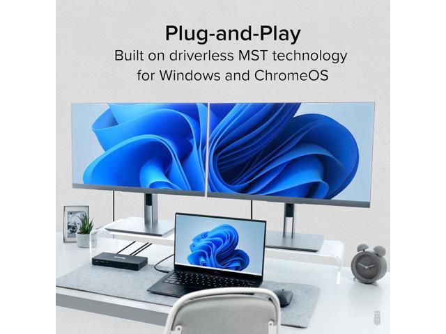Plugable USB-C Docking Station Dual 4K 60Hz HDMI, 65W Charging, Gigabit Ethernet, 1x USB-C 5Gbps, 3X USB-A, Audio, Windows/ChromeOS,...