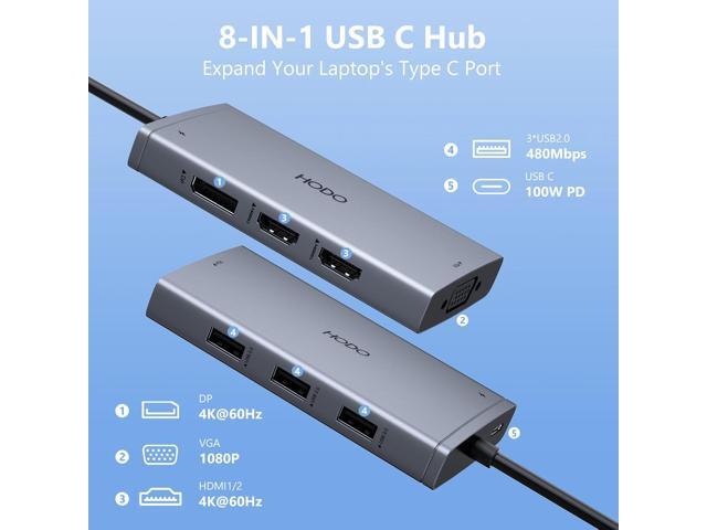 USB C Docking Station Dual Monitor for HP, Laptop Docking Station Quadruple Display USB C Hub Multiple Adapter to 4K HDMI Displayport VGA,3 USB...
