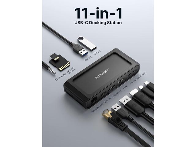 JSAUX 11 in 1 USB C Docking Station for Handheld Gaming, 8K HDMI and DisplayPort, 100W PD Pass Through, Gigabit Ethernet, USB C Data, 3 USB A, SD...