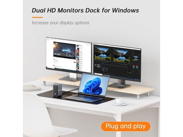 TobenONE USB C Docking Station Dual Monitor with 100W GaN Charger, Laptop Dual HDMI Docking Station with 7 USB, SD/TF, Ethernet, and Audio/Mic, 15...