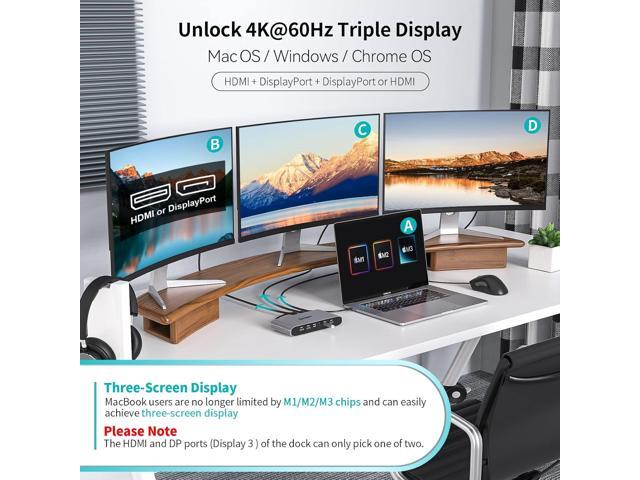 Minisopuru Displaylink Triple Display Docking Station for MacBook M1/M2/M3/M4/Windows,DisplayLink Docking Station with 2 HDMI & 2 DisplayPort,100W...