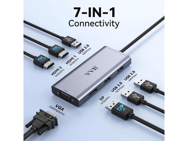 USB C to Dual HDMI Adapter,USB C Docking Station Dual Monitor Adapter for Dell/HP/Lenovo Laptop,iPhone 15,USB C Hub Dongle Multi Monitors Adapter...