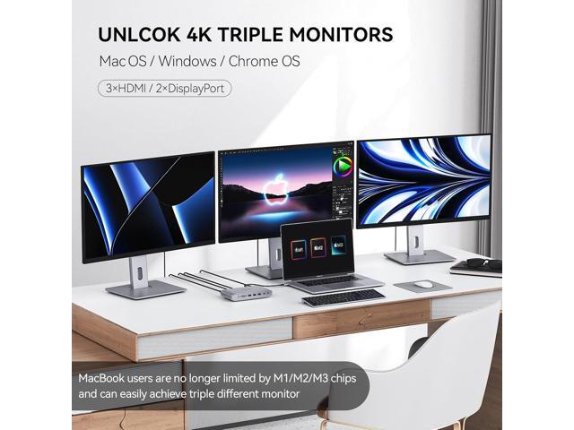 Minisopuru Upgrade DisplayLink Docking Station Triple Monitor with 140W Power Adapter,45W Charging,Docking Station for MacBook...