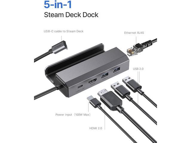 JSAUX Docking Station for Steam Deck/ROG Ally, 5-in-1 Steam Deck Dock with HDMI 2.0 4K@60Hz, 100Mbps Ethernet, Dual USB-A 2.0 and 100W USB-C...