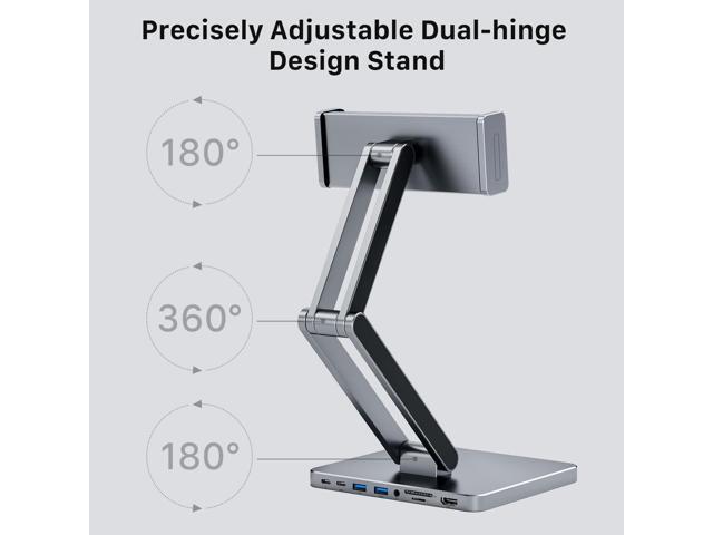 INVZI MagHub 8-in-1 Docking Station for iPad Pro and Android Tablets, USB C Hub Stand with Adjustable Dual-Hinge, Compatible with M2/M1/M4 iPad...