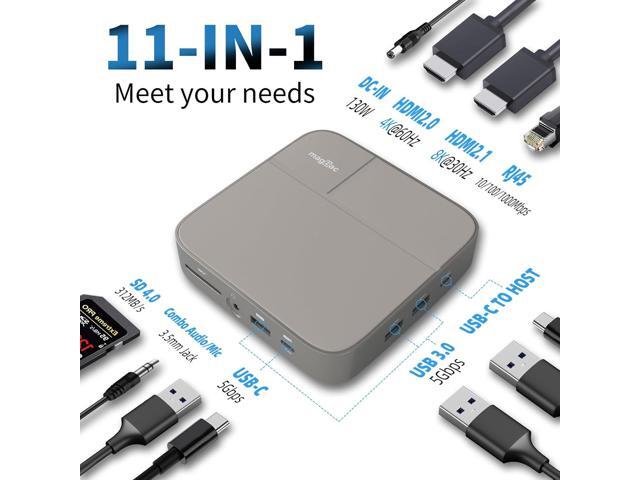 USB C Docking Station Dual Monitor 4K@60Hz or Single 8K@30Hz with 2 HDMI for Windows Laptops,11-in-1 Laptop Docking Station with 5 USB A/C, SD,...