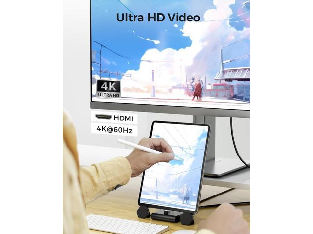 Cable Matters 5-in-1 iPhone 16/15 USB C Hub HDMI 4K@60Hz, iPad Docking Station with Gigabit Ethernet, USB-A 3.2 Port, 100W PD, USB C Hub Stand for...