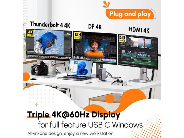 TobenONE Thunderbolt 4 Dock with Power Adapter, Thunderbolt Certified, Dual/Triple 4K@60Hz Monitor Docking Station for Windows, Mac, and Chrome...