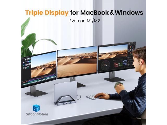 TobenONE 14-in-1 MacBook Pro/Air Docking Station Dual 4K Monitor, Vertical Laptop Docking Station Stand for Mac M1/M2/M3/M4 Pro/Max, USB C Dock...