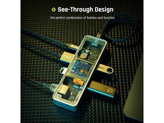 DOCKCASE Explorer Edition Visual Smart USB C Hub (6-in-1) with HDMI Port 4K@60Hz,Gigabit Ethernet,USB-C and 2 USB-A 5Gbps Data Ports, 100w PD Power...
