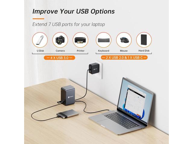 TobenONE USB C Docking Station Dual Monitor with 100W GaN Charger, Laptop Dual HDMI Docking Station with 7 USB, SD/TF, Ethernet, and Audio/Mic, 15...