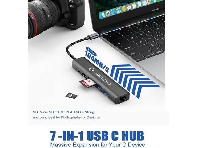 USB Hub 3.0, 7 in 1 USB Hub with 1000M Ethernet, 4K HDMI, 2 USB3.0, 100W PD, SD/TF Card Reader Docking Station Compatible with Your Cell Phone...