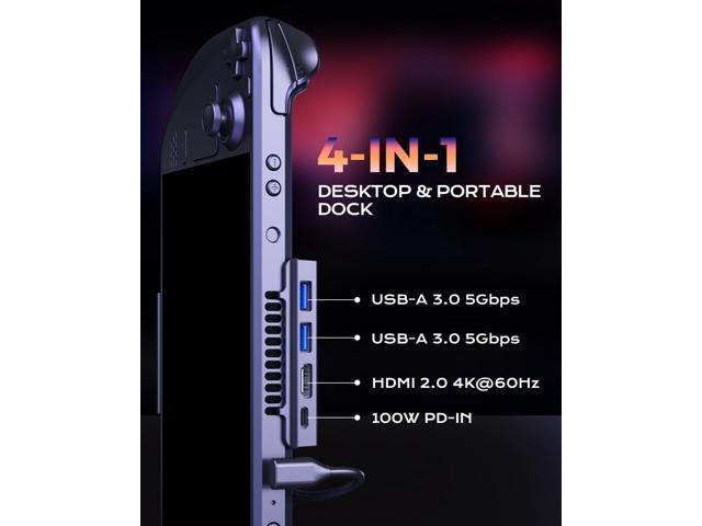 NewQ Portable Steam Deck Dock - OLED Stand with USB C Hub, HDMI 4K@60Hz, 2 USB-A, 100W Max PD-in, Travel Accessories