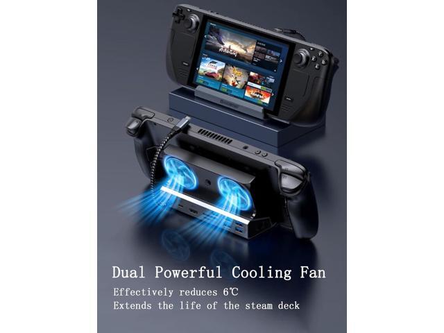 Steam Deck/Rog Ally/Switch/Legion Go Dock, 4K@60Hz Steam Deck OLED Docking Station with Dual Fan,10-in-1 Stream Dock, HDMI 2.0, 1000Mbps Ethernet,...